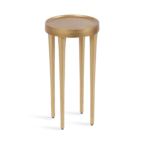 Kate and Laurel Rava Modern Metal Round Drink Table, 10 x 10 x 21, Gold, Cast Aluminum Accent Table for Use as Indoor Plant Stand or Living Room Decor Piece - color: Gold