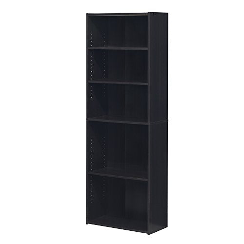 FURINNO Wright 5-Shelf Bookcase, Cinnamon Cherry - color: Cinnamon Cherry, size: 5-Tier, Adjustable