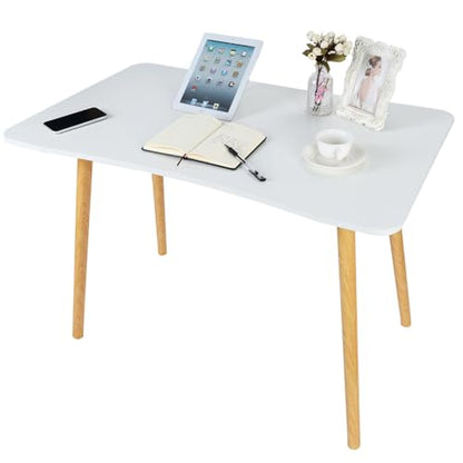 Small Computer Desk Study Work Table Simple Style Modern Wood Writing Table for Home Bedroom Office White
