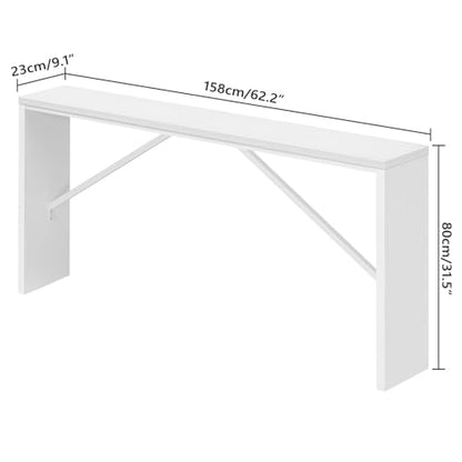 MAHANCRIS Console Table, 62.2" Long Sofa Table Behind Couch, Narrow Entryway Table, Farmhouse Dining Table with Angled Metal Frame, Industrial Console Table for Entryway, White CTWT15801 - color: White, size: 62.2"L x 9.1"W x 31.5"H