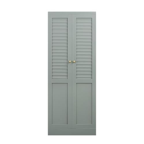 61" Metal Pantry Cabinet, Freestanding Kitchen Storage Cabinet | Modern Furniture-Style Design,Stable & Easy to Assemble,Frame-free Louvered door,Heavy-Duty Shelves,Easy-Care Finish - color: Muted Sage, size: Compact Pantry