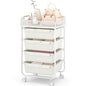 SYKIARIOL 4-Drawer Rolling Storage Cart with Mesh Top, Utility Craft Organizer Cart on Wheels with DIY Labels, Rolling Drawer Cart for Home Office Classroom Bedroom, White - color: White