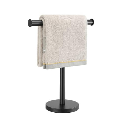 Hand Towel Holder Stand, Freestanding Bathroom Towel Rack, Black | Weighted Stainless Steel Base Helps Prevent Tipping While The Open T-Shape Keeps Towels Dry on Bathroom Countertops - color: X-black-1 Pack