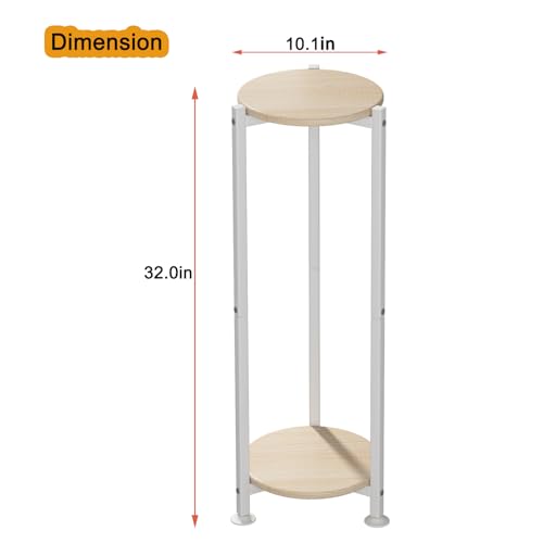 Plant Stand Indoor Corner Tall 2 Tier Metal Modern Flower Storage Plant Shelf Holder for Living Room Balcony Garden,White (2 Tier-White Round)