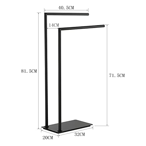 Stand Towel Rack for Bathroom Free Standing Double Towel Holders on Floor Bath Towel Holder Brass Matte Black - color: Matte Black Stand Towel Holders