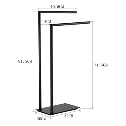 Stand Towel Rack for Bathroom Free Standing Double Towel Holders on Floor Bath Towel Holder Brass Matte Black - color: Matte Black Stand Towel Holders