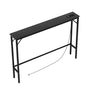 Aduanbang 5.9" Console Table with Outlet – Narrow Sofa Table, Behind Couch Table for Living Room & Hallway, 5.9" x 39.4" x 30", Metal Frame, Rustic Brown - color: Black, size: 5.9"D x 39.4"W x 30"H
