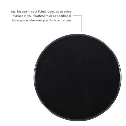 Pemberly Row Set of 2 Round Wood Accent Tables with Pedestal Base in Jet Black