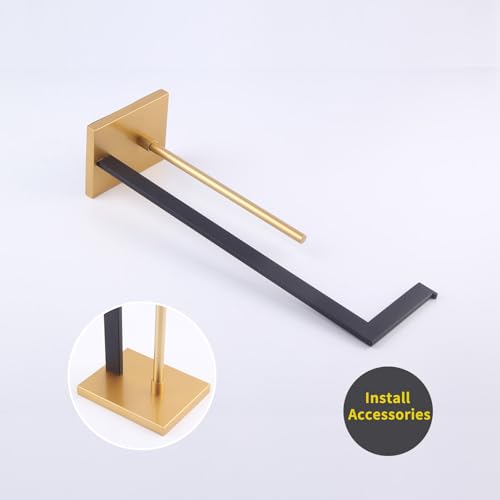 GERZWY Free Standing Toilet Paper Holder, SUS 304 Stainless Steel Toilet Paper Stand with Reserve (Black & Gold) DZY004-BD - color: Black & Gold