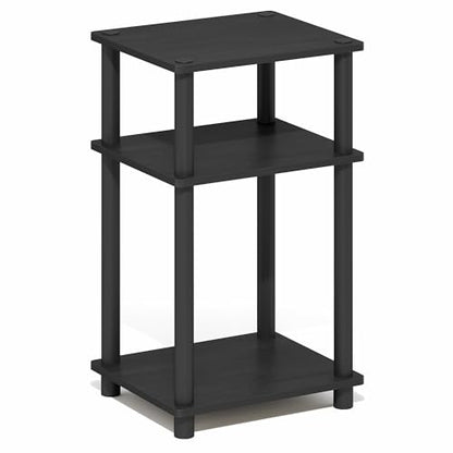 Furinno Turn-N-Tube 3-Tier Toolless Side Table, Narrow Printer Stand with Open Shelf, End Table, Night Stand, for Living Room, Bedroom, Dark Americano - color: Dark Americano