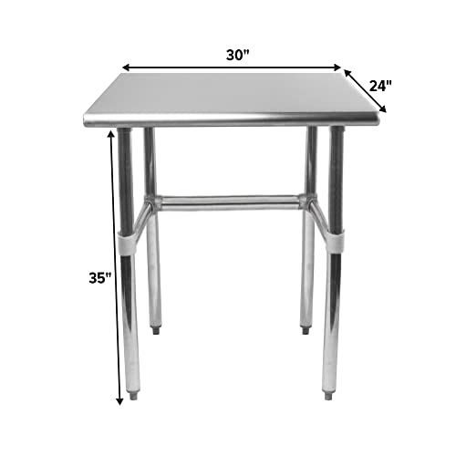Open Base Stainless Steel Work Table with Galvanized - size: 30"x24"