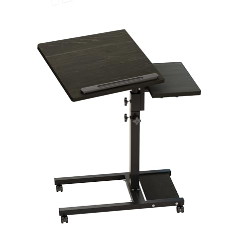TigerDad Mobile Adjustable Height Laptop Stand PC Computer Portable Notebook Swivel Laptop Desk Rolling Table Desk Cart Tiltable with Wheels Casters& Mouse Pad Table (Dekuwood) - color: Dekuwood