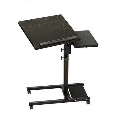 TigerDad Mobile Adjustable Height Laptop Stand PC Computer Portable Notebook Swivel Laptop Desk Rolling Table Desk Cart Tiltable with Wheels Casters& Mouse Pad Table (Dekuwood) - color: Dekuwood