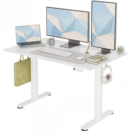 Claiks Electric Standing Desk, 48 x24 Inch Height Adjustable Sit Stand Desk for Home Office, Computer Desk with Memory Presets, Cable Management & Headphone Hooks, 156 lbs Capacity, White - color: White, size: 48 Inch
