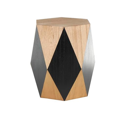 Deco 79 Wood Geometric Side End Accent Table Diamond End Table with Black Accents, Side Table 19" x 19" x 24", Brown - color: Brown, size: 19" x 19" x 24"
