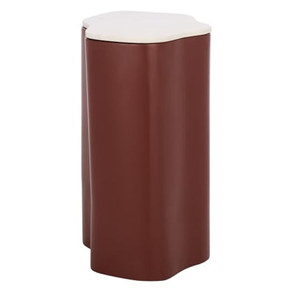 SAFAVIEH Home Collection – Kanon Bordeaux Base & White Marble Top Accent Table, Sculptural Modern Design, Fully Assembled (ACC3235B) - color: White/Bordeaux