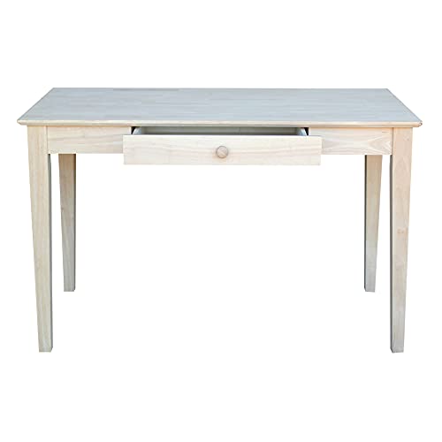 IC International Concepts, Writing Desk With Drawer, Solid Real Wood, Sturdy Parawood, Dimensions 19.41"W x 15"D x 2.36"H, Home Office/Study, Paint/Stain Ready, Unfinished - color: Unfinished