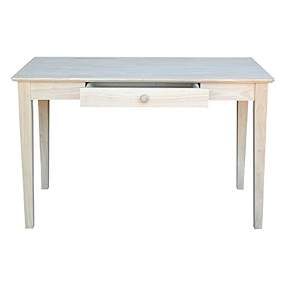 IC International Concepts, Writing Desk With Drawer, Solid Real Wood, Sturdy Parawood, Dimensions 19.41"W x 15"D x 2.36"H, Home Office/Study, Paint/Stain Ready, Unfinished - color: Unfinished