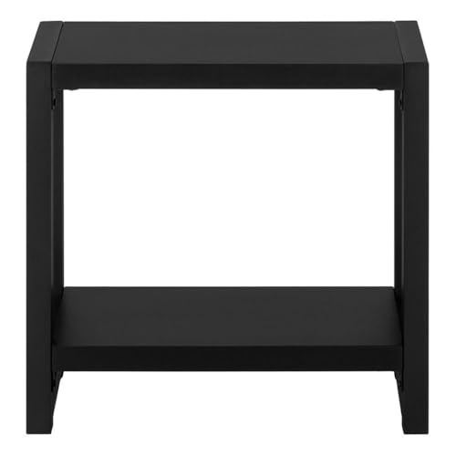 Monarch Specialties I 2081 Accent Table, Side, End, Narrow, Small, 2 Tier, Living Room, Bedroom, Metal, Laminate, Black, Contemporary, Modern
