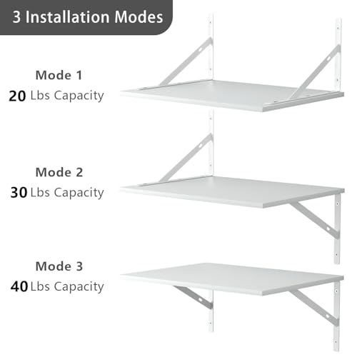 Deep Floating Wall Shelves - 4 Sets of 12 Inch Wide White Wood Shelves for Bathroom, Bedroom, Kitchen, Living Room - color: White Shelves