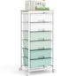 Rolling Storage Cart with 6 Drawers and Wooden Tabletop, Lockable Wheels Utility Cart for Art Studios, Office Supplies & Craft Room Organization (Green) - color: Green