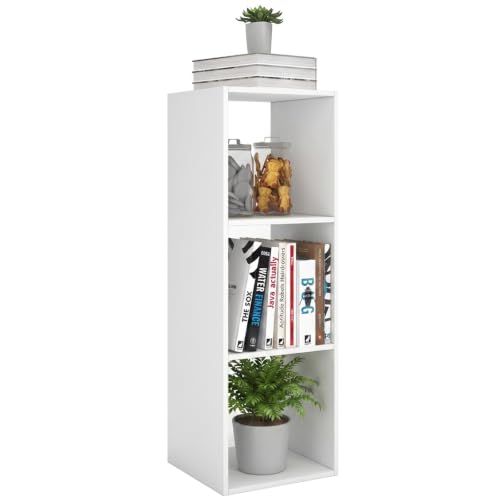 3 Cube Shelf with Anti-Tipping Kits + Reversible Open Back Bookcase, Multi Layer and Multi Grid Partition Layout (White 11in) - color: White, size: 3 Cube 11in