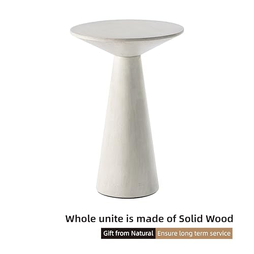 COZAYH Farmhouse Pedestal Small End Table Round Martini Table Wood Plant Stand Rustic Drink Table for Small Space Living Room, Bedroom, White - color: White