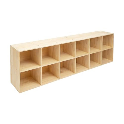 12 Cube Solid Wood Bookcase, Wooden Bookshelf Modern Floor Standing Storage Shelf for Living Room Bedroom Office, 11.8 * 11.8 * 11.8in Cubes with 55lbs Capacity, Easy Assembly - size: 12 Cube A