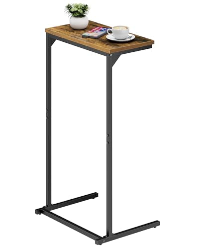 TUTOTAK C Shaped End Table, Tv Tray, Small Side Table, 28.7 inch Tall Couch Table, Tray Table, Sofa Table, Living Room, Bed Room, Brown TB01BB071 - color: Brown
