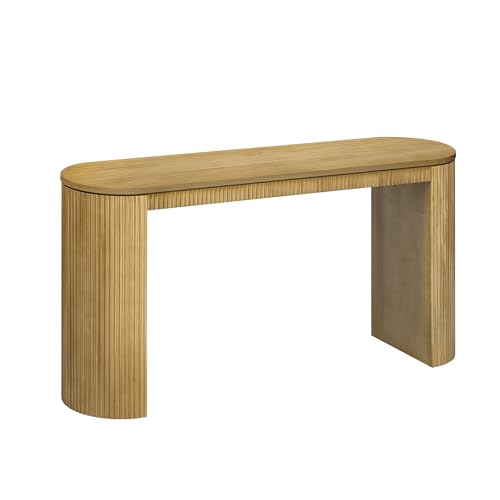 59.2-Inch Console Table for Entryway, Modern Hallway Table with Unique Vertical Stripe Design, for Living Room and Study (Natural-01) - color: Natural-01
