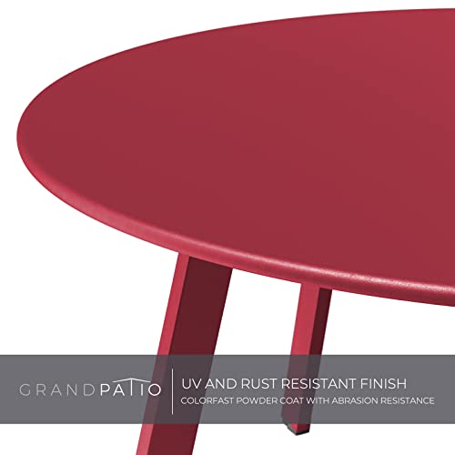 Grand patio Round Steel Patio Coffee Table, Weather Resistant Outdoor Large Side Table, (Red, 1PC) - color: Red, style: 1 PC