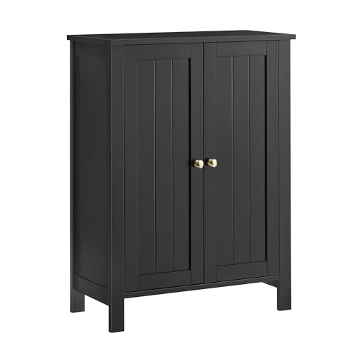 VASAGLE Floor Storage Cabinet, Freestanding Storage Unit with 2 Adjustable Shelves, for Bathroom Living Room Dining Kitchen, 11.8 x 23.6 x 31.5 Inches, Ink Black UBCB060B01 - color: Ink Black, style: 2 Doors