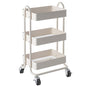 Metal Rolling Cart,3-Tier Metal Rolling Cart with Wheels,3 Tier Utility Cart with Wheels for Office,Home,Kitchen,Garden（13.4"x18.1"x31"） White - color: White, size: 31"H
