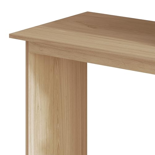 Elegance Writing Desk with Multi-Tier Open Shelves, Study Computer Desk for Home Office, Light Oak - color: Light Oak