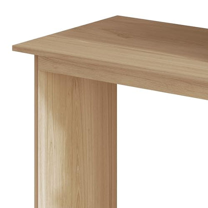 Elegance Writing Desk with Multi-Tier Open Shelves, Study Computer Desk for Home Office, Light Oak - color: Light Oak
