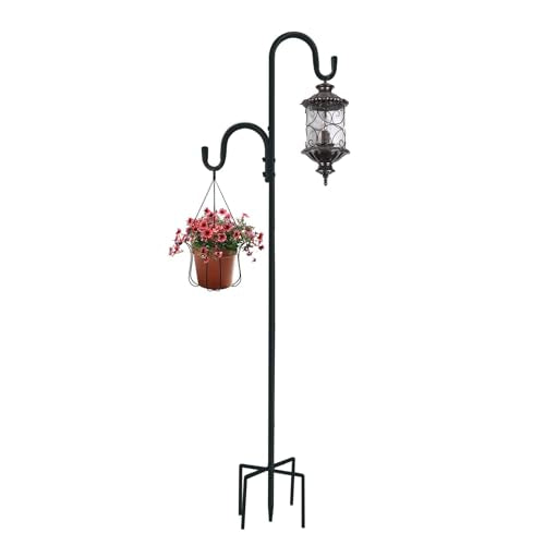 MIPON Adjustable 78/62/46/30 Inch Double Shepherds Hooks or Outdoor | Garden Shepards Hook for Outdoor Bird Feeder,Hanging Plants,Solar Light,3/4 Inch Width