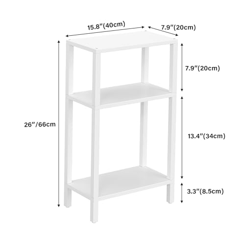 TUTOTAK Small Side Table, Narrow End Table, Skinny Sofa Table, Slim Nightstand, Couch Table, Living Room, Bed Room, White TB01BW077 - color: White, size: 3-Tier（7.9"D x 15.8"W x 26"H）