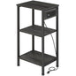 Asgolion Tall End Table with Charging Station, 3 Tier Narrow Beside Table with Adjustable Shelf, Tall Gray Side Table Nightstand for Bedroom, Living Room Coffe Table, Office, Charcoal Grey - color: Charcoal Grey, size: 14.8"D x 11"W x 30"H