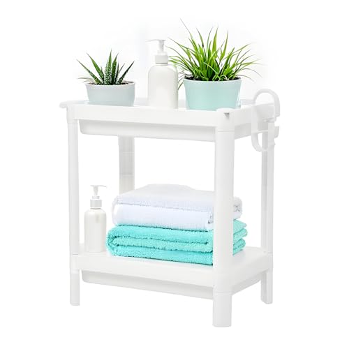 Tissting Bathroom Storage Rack 2-Tier, Plastic Freestanding Shelf | Multifunctional Organizer | Living Room & Bedroom & Kitchen | Space Saver(2 layers) - color: 2 Layers
