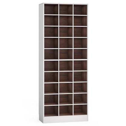 LITTLE TREE 70.9" Tall Shoe Rack, 10-Tier Freestanding Shelf, Max. Store 30 Pairs, Shoe Cabinet Organizer for Living Room, Entryway, Cloakroom, White + Brown - color: White + Brown