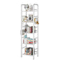 YMYNY 5 Tier Bookshelf, Freestanding Bookcase for Living Room, Bedroom, Home Office, Multi-Functional Storage Rack Organizer, Display Rack with Metal Frame, Rust Resistance, White, UHBC055W - size: 5-Tier (10.43"x14.17"x57.48")