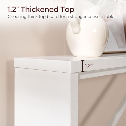 MAHANCRIS Console Table, 62.2" Long Sofa Table Behind Couch, Narrow Entryway Table, Farmhouse Dining Table with Angled Metal Frame, Industrial Console Table for Entryway, White CTWT15801 - color: White, size: 62.2"L x 9.1"W x 31.5"H