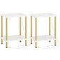 HOOBRO Side Table with Charging Station, Set of 2 End Tables with USB Port and Outlets, Nightstand with 2-Layer Storage Shelves for Small Spaces, Living Room, Bedroom, White and Gold DW09UBZP201 - color: White + Gold