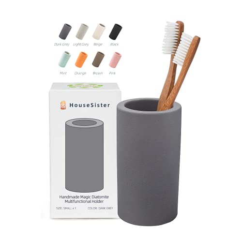 Fast-Drying Diatomite Toothbrush Holder - Bathroom Countertop Organizer Stand for Toothpaste, Makeup Brushes, Razors & Accessories (Dark Grey) - color: Dark Grey
