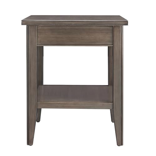 Leick Home Laurent End Table, Solid Wood, with Shelf and Drawer, Smoke Gray, 10507-GR - color: Gray / Pewter