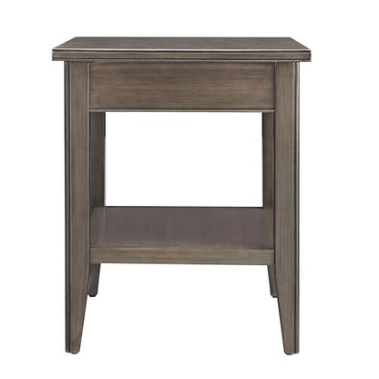Leick Home Laurent End Table, Solid Wood, with Shelf and Drawer, Smoke Gray, 10507-GR - color: Gray / Pewter