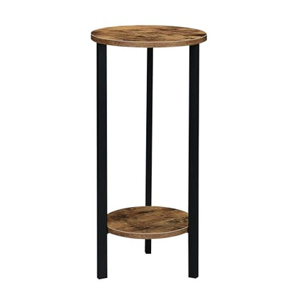 Convenience Concepts Graystone 2 Tier Tall Plant Stand 31" - Industrial Stand for Plants, Vases, and Antiques, Urban Modern Design for the Living Room, Hallway, Entryway, Barnwood/Black - color: Barnwood/Black