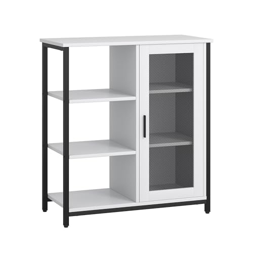 LVSOMT Mini Coffee Bar Cabinet for Home Kitchen, 27.5'' Coffee Stand Station with Adjustable Shelves & Door, Farmhouse Sideboard Buffet for Small Space, Dining Room, Living Room, Industrial White - color: Pure White