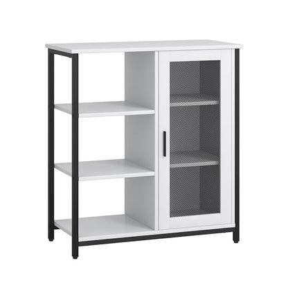 LVSOMT Mini Coffee Bar Cabinet for Home Kitchen, 27.5'' Coffee Stand Station with Adjustable Shelves & Door, Farmhouse Sideboard Buffet for Small Space, Dining Room, Living Room, Industrial White - color: Pure White