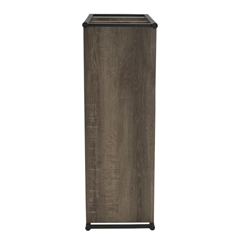 Household Essentials Wide 3‑Shelf Open Storage Bookshelf in Oak Rustic Wood Grain and White Metal Frame, Ashwood - color: Ashwood